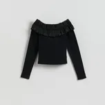 Reserved - Tričko s dlouhým rukávem s ozdobným výstřihem - černý - 325HT-99X - 325HT-99X-L