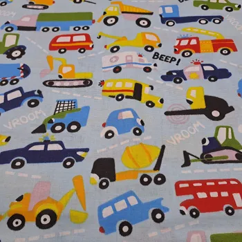 Pro útulný domov bavlněná látka AUTA NA MODRÉ