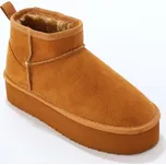 Válenky na platformě, s umělou kožešinou karamelová 37