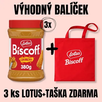 Čokoláda LOTUS BISCOFF Pomazánka ze sušenek Lotus Biscoff Crunchy 380 g 3 ks + LOTUS Taška ZDARMA