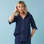 Džínová košile ve volném střihu, pro malou postavu tmavě modrá 40