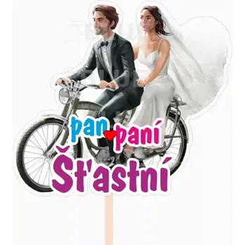 Party dekorace Personalizovaný zápich Svatební se jménem 01 180 mm