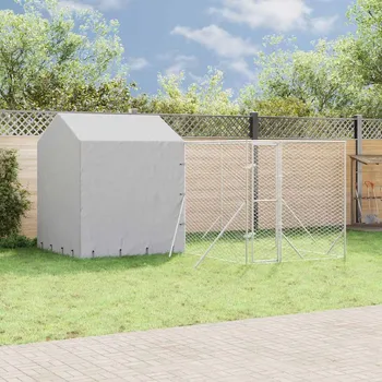 klec pro psa vidaXL Venkovní psí kotec se střechou stříbrný 4 x 2 x 2,5 m ocel [3190478]
