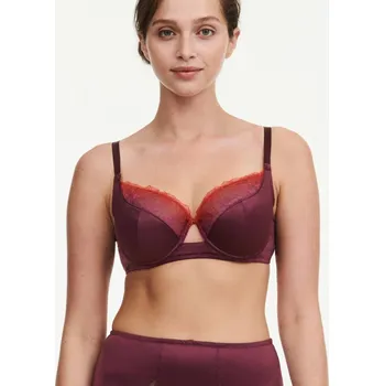 Podprsenka Polovyztužená podprsenka z úpletu a krajky Tatoo love Chantelle Pulp, s kosticemi švestková 70F