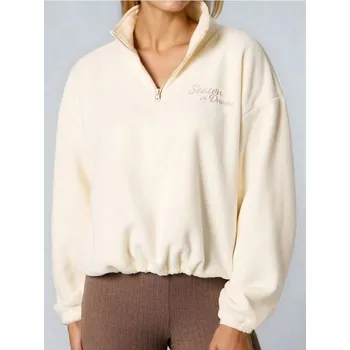 Pánská mikina Sinsay - Fleece mikina s krátkým zipem a nastavitelným spodním lemem se stopery - krémová - 977FI-01X - 977FI-01X-L