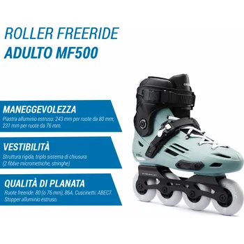 OXELO Freeridové in-line brusle MF500 Light khaki 40 ZELENÁ|ŠEDÁ