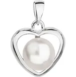 Stříbrný přívěsek s bílou Swarovski perlou srdce 34246.1