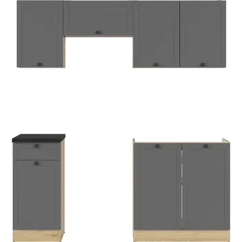 Kuchyňská linka Kuchyňská linka Junona Line 180 cm s pracovní deskou - Black Red White - BRW 180x cm