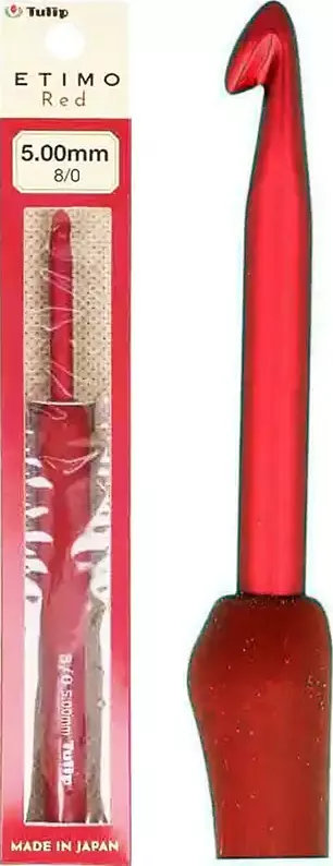 Ergonomický háček Tulip Etimo Red 5mm (Etimo Red háček s měkkou rukojetí)