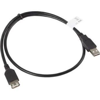 Elektrická zásuvka LANBERG Kabel USB 2.0 USB A zásuvka,USB A vidlice zlacený 0,7m černá