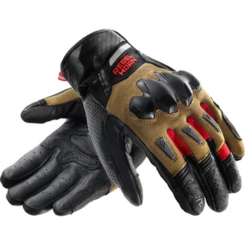 Moto rukavice Rukavice na motorku Rebelhorn Defender pískovo-černo-červené