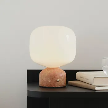 Lampička GEJST LED stolní lampa na baterie Meemo, mramor jantarová, sklo, USB - Ø základna 10 cm bílá, červenohnědá 1 x 3 W LED - Doprava zdarma