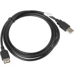 LANBERG Kabel USB 2.0 USB A zásuvka,USB A vidlice zlacený 1,8m černá