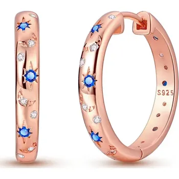 Náušnice Prosperk Stříbrné náušnice kruhy noční obloha rose gold S3529