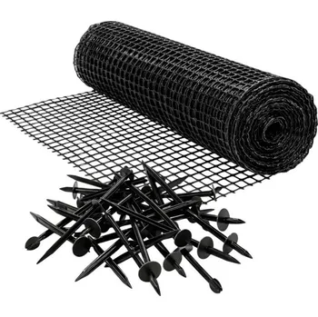 RealG RC-K-1606 Síť proti krtkům 2×10 m, 30 g/m², černá, oka 16×16 mm + 50 kotev