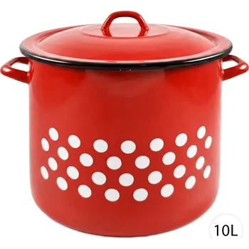 Hrnec Perfect Home Smaltovaný hrnec s pokličkou PUNTÍKY 10L, 70250