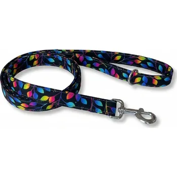 Vodítko pro psa Softshellové vodítko Active - Duhové listy Šířka: 2 cm, Délka: 2 m, Karabina: 66 mm - černá - malý pes