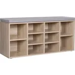 Botník s lavicí a 10 přihrádkami, dub, 104×30×48 cm