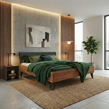 Postel GK Dřevěná postel z dubového masivu LENA, 140x200 cm