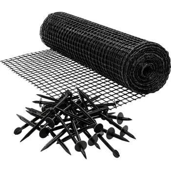 RealG RC-K-1607 Síť proti krtkům 200 m, 30 g/m², černá, oka 16×16 mm + 50 kotev