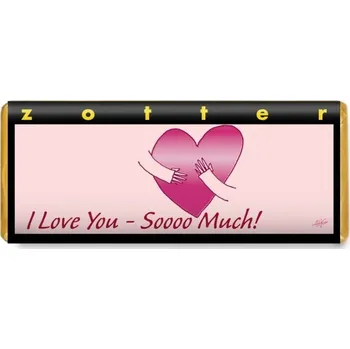 Čokoláda Zotter Bio hořká čokoláda Miluji Tě s malinovou ganache, 70 g