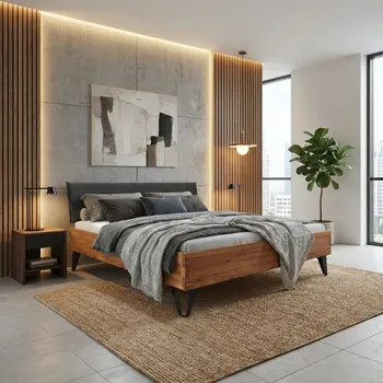 Postel GK Dřevěná postel z dubového masivu LENA, 180x200 cm