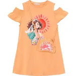 MAYORAL dívčí šaty KR s potiskem a kabelkou oranžová vel. 110 cm