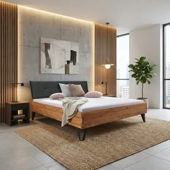 Postel GK Dřevěná postel z dubového masivu LENA, 200x200 cm