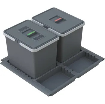 Odpadkový koš Elletipi Metropolis PTC28 06050 3F C97 PPV 2x 15 l šedý