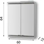 Vrchní zrcadlová skříňka NICE s LED osvětlením a vypínačem 60x64x15 cm