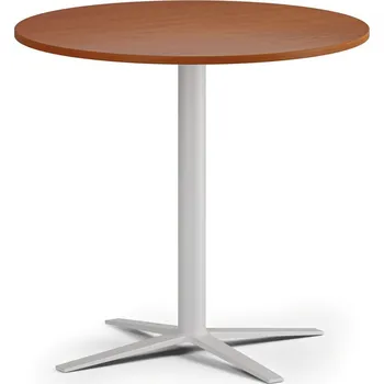 Konferenční stolek Konferenční stolek AURA, průměr 60 cm, bílá podnož, třešeň