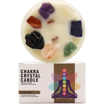 Svíčka Ancient Wisdom Čakrová svíčka s drahými kameny 7 čakra měsíční kámen