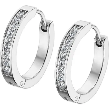 Náušnice Dámské ocelové náušnice kruhy se zirkony | Elegantní design | Kvalitní zpracování | Dámské naušnice | Dámské šperky | ROMERO chirurgická ocel, zirkony