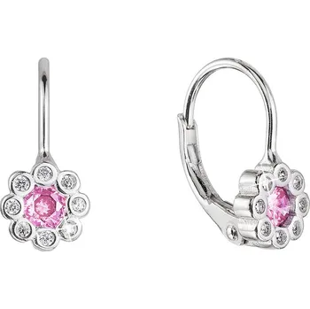 Náušnice Evolution Group Stříbrné náušnice dětské kytičky se zirkony 11476.3 rose