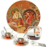 HOME ELEMENTS HE - Sada 6 ks - šálky 250 ml s podšálky a lžičkami, Mucha světlý