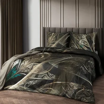 Povlečení Saténové povlečení 160x200 cm, černé a zlaté