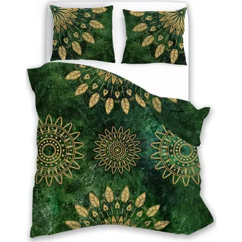 Povlečení Bavlněné saténové povlečení NOBILE 004 220x200 cm + 2x 70x80 cm tmavě zelené