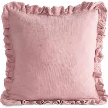 Povlak na polštářek Mušelínové povlečení na polštář s volánem 45 x 45 cm starorůžová