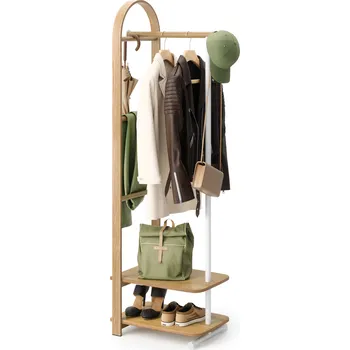 Věšák Stojan - věšák na oblečení Umbra Bellwood s policemi | bílá, přírodní