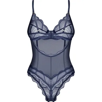 Dámské erotické prádlo Dámské body Nightly Blue Crotchless Teddy tm. modré - Obsessive XL/2XL