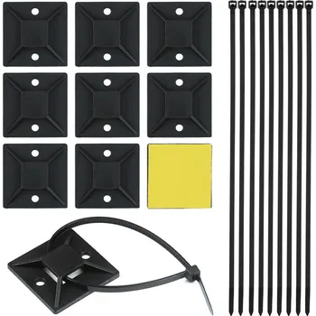 Autožárovka Interlook KZ-D06-40MM | Sada 10 ks organizérů na kabely a vodiče | Stahovací pásky a základna s 3M pěnovou páskou | Černá