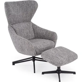 Křeslo Otočné TV křeslo FREDY s podnožkou — kov, látka, šedá