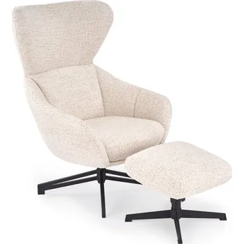 Křeslo Otočné TV křeslo FREDY s podnožkou — kov, látka, béžová