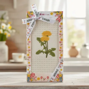 Utěrka Utěrka SWAN 70 vaflová vyšívaná, dárkové balení, pampelišky na smetanové, 1 kus 50x70cm