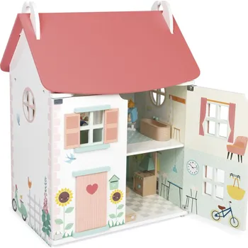 Panenka Janod Dřevěný domeček pro panenky s rodinou a nábytkem