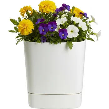 Květináč PLASTOVÝ KVĚTINÁČ CUBI 25X27,5 CM KRÉMOVÁ