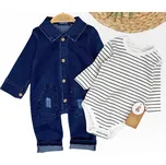 2dílná dětská souprava – džínový overal a pruhované body Baby 62/68 (3-6 m)