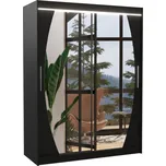 Šatní skříň Alen 150 s LED osvětlením - ADRK FURNITURE Černá 150x200 cm