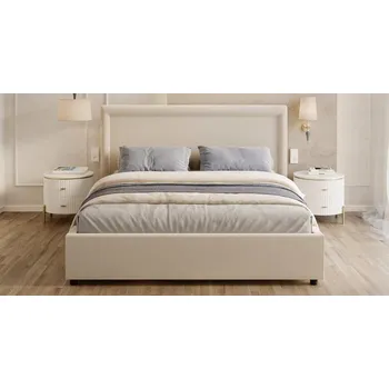 Postel Čalouněná postel NOBILE 180x200 Krémová Paris s úložným prostorem kovový rošt