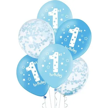 Balónek Balónky latexové 1. narozeniny mix modré 30 cm 6 ks